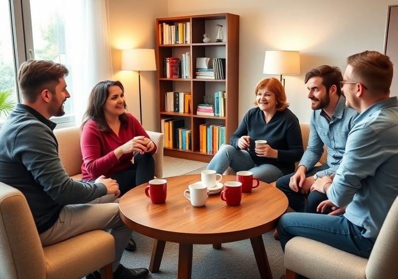 Small conversation class around a coffee table