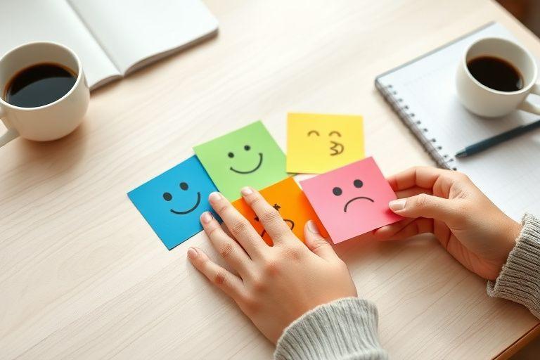 Flashcards showing emotion words in English