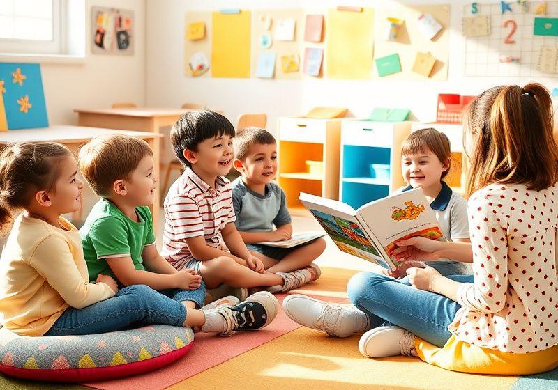 Children enjoying an English storytime activity