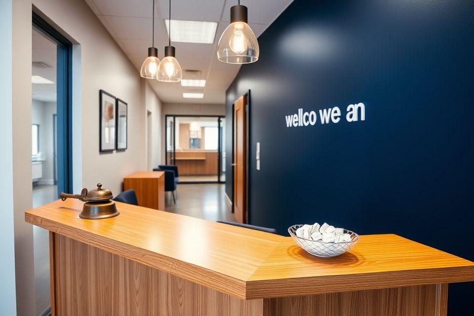 Welcome desk at the Lexington Language Hub suite